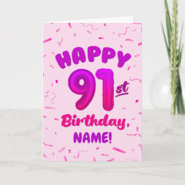 91st Balloon Number Custom Name Birthday Card Karte