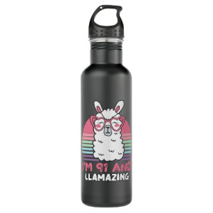 91st Birthday Llamazing Llama 91 Year Old Birthday Edelstahlflasche