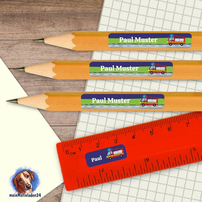 92 DIY Stifteaufkleber Feuerwehr in der Nacht Rechteckiger Aufkleber (92 DIY Stifteaufkleber zum selber ausschneiden - Motiv: Feuerwehrauto in der Nacht)