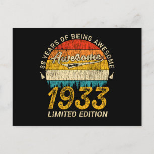 92. Geburtstag 1933 Tolles Geschenk zum 92. Geburt Postkarte