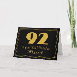 92. Geburtstag: Art Deco Inspiriert Look "92" & Na Karte