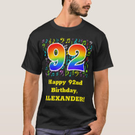 92. Geburtstag: Farbige Musiksymbole, Regenbogen 9 T-Shirt