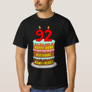 92. Geburtstag — Fun Cake & Candles, w/Individuell T-Shirt