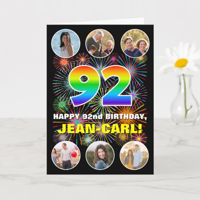 92. Geburtstag: Fun Rainbow #, Individuelle Name & Karte (Kleine Pflanze)