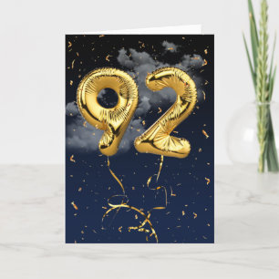 92. Geburtstag Gold Mylar Ballon und Confetti Card Karte