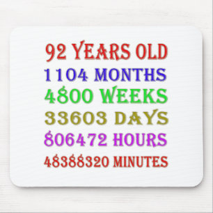 92. Geburtstag - Meilensteine Mousepad