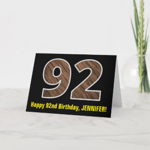 92. Geburtstag: Name + Imitate Holzkörnchen Muster Karte