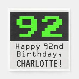 92. Geburtstag - Nerdy / Geeky Style "92" & Name Serviette