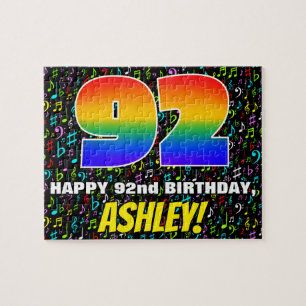 92. Geburtstag — Spaß, farbenfrohe Musiksymbole & Puzzle