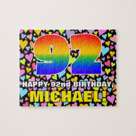 92. Geburtstag — Spaß, Liebende Herzformen + "92" Puzzle