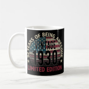 92. Geburtstagsgeschenk Männer Vintage 1930 92 Jah Kaffeetasse