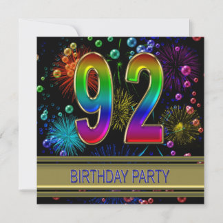 92. Geburtstagsparty Einladung mit Blasen