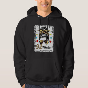 92 Jahre alt Fabulous Messy Bun Leopard 1930 Gebur Hoodie
