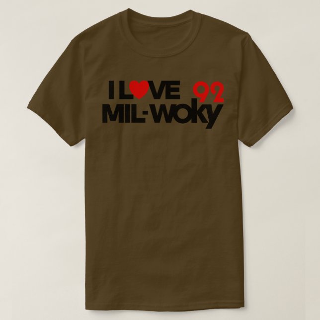 92 WOKY Liebe Milwaukee Abgestorbene Radiostation T-Shirt (Design vorne)
