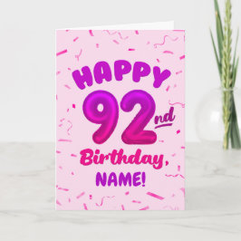 92nd Balloon Number Custom Name Birthday Card Karte
