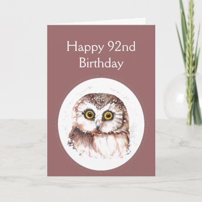 92nd Birthday Who Loves You, Cute Owl Humour Karte (Vorderseite)