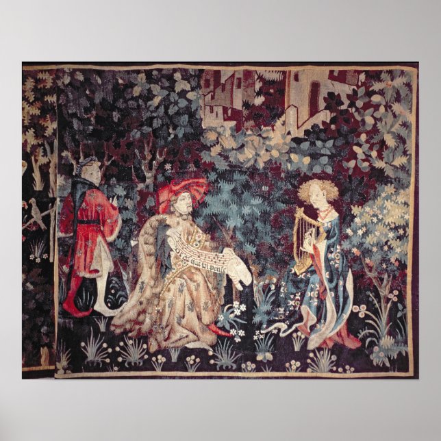 930 The Concert, Tapestry from Arras, 1420 Poster (Vorne)