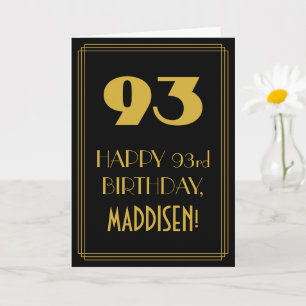 93. Geburtstag ~ Art Deco Inspiriert Look "93" & N Karte
