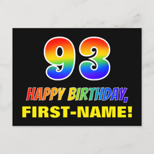 93. Geburtstag: Bold, Fun, Simple, Rainbow 93 Postkarte