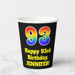 93. Geburtstag: Farbenfroh, Spaß, Spannung, Regenb Pappbecher