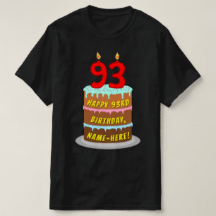 93. Geburtstag — Fun Cake & Candles, w/Individuell T-Shirt