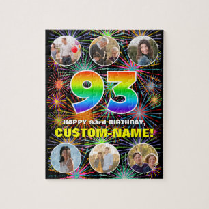 93. Geburtstag: Fun Rainbow #, Individuelle Name + Puzzle