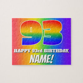 93. Geburtstag — mehrfarbiges Regenbogenmuster "93 Puzzle
