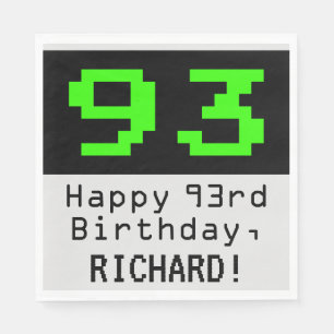93. Geburtstag - Nerdy / Geeky Style "93" & Name Serviette