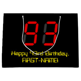 93. Geburtstag: Red Digital Clock Style "93" + Nam Große Geschenktüte