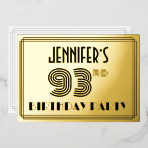 93. Geburtstagsfeier — Art Deco-Stil „93“ & Name Folieneinladung