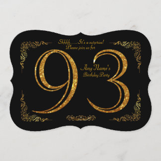 93. Geburtstagsparty 93., Gatsby, Black & Gold Einladung