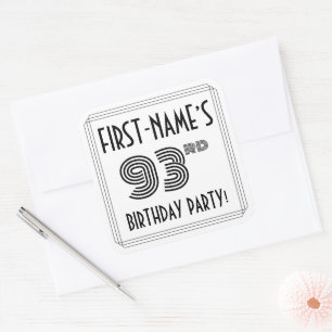 93. Geburtstagsparty: Art-Déco-Stil + Individuelle Quadratischer Aufkleber