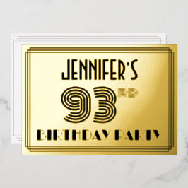 93. Geburtstagsparty — Art Deco Style "93" & Name Folieneinladung