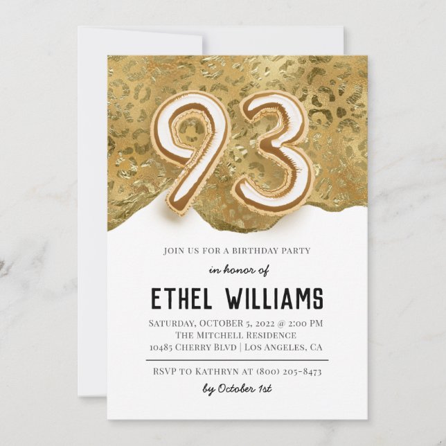 93. Geburtstagsparty Einladung (Vorderseite)