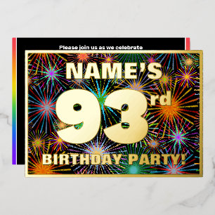 93. Geburtstagsparty — Spaß, farbenfrohe Feuerwerk Folieneinladung