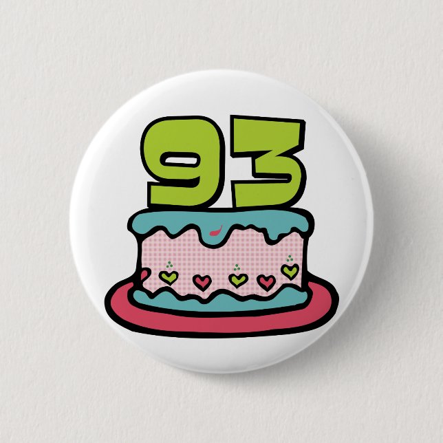 93-jähriger Geburtstagskuchen Button (Vorderseite)