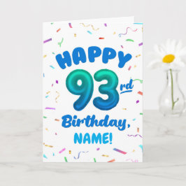 93rd Balloon Number Custom Name Birthday Card Karte