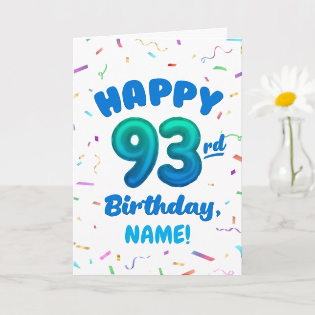 93rd Balloon Number Custom Name Birthday Card Karte (Kleine Pflanze)