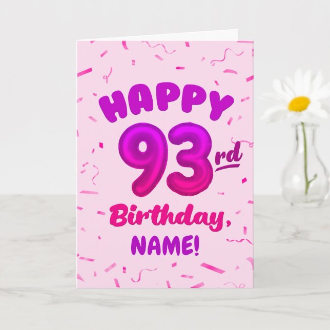 93rd Balloon Number Custom Name Birthday Card Karte (Kleine Pflanze)