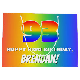 93rd Birthday: Colorful, Fun Rainbow Pattern # 93 Große Geschenktüte