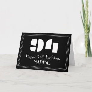 94. Geburtstag: Art Deco inspiriertes Aussehen "94 Karte