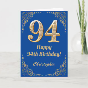 94. Geburtstag Blue and Gold Glitzer Frame Karte