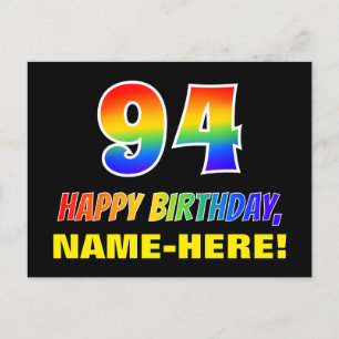 94. Geburtstag: Bold, Fun, Simple, Rainbow 94 Postkarte