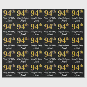 94. Geburtstag: Elegante Luxury Imitate Gold Look  Geschenkpapier