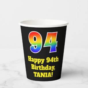94. Geburtstag: Farbenfroh, Spaß, Spannung, Regenb Pappbecher