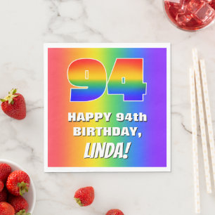 94. Geburtstag: Farbiges, lustiges Regenbogenmuste Serviette