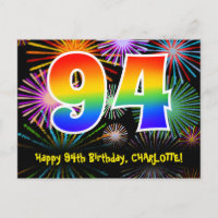 94. Geburtstag - Fun Fireworks Pattern + Rainbow 9