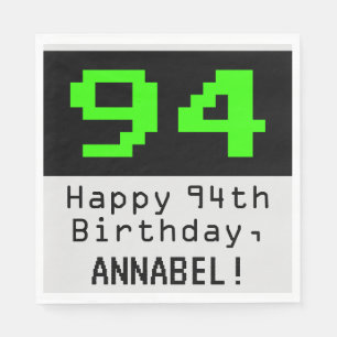 94. Geburtstag - Nerdy / Geeky Style "94" & Name Serviette