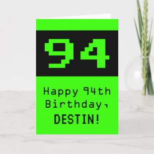 94. Geburtstag: Nerdy / Geeky Style "94" und Name Karte