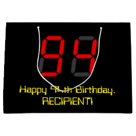 94. Geburtstag: Red Digital Clock Style "94" + Nam Große Geschenktüte